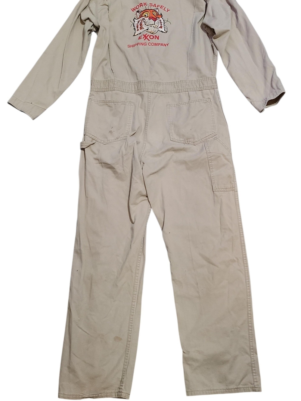 Beige Men’s Cargo Coverall Pants - Work Utility Jumpsuit